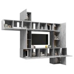 vidaXL Set de dulapuri TV, 10 piese, gri beton, lemn prelucrat