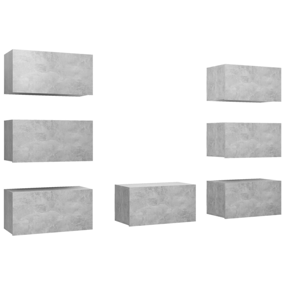 vidaXL Dulapuri TV, 7 buc, gri beton, 30,5x30x60 cm, lemn prelucrat