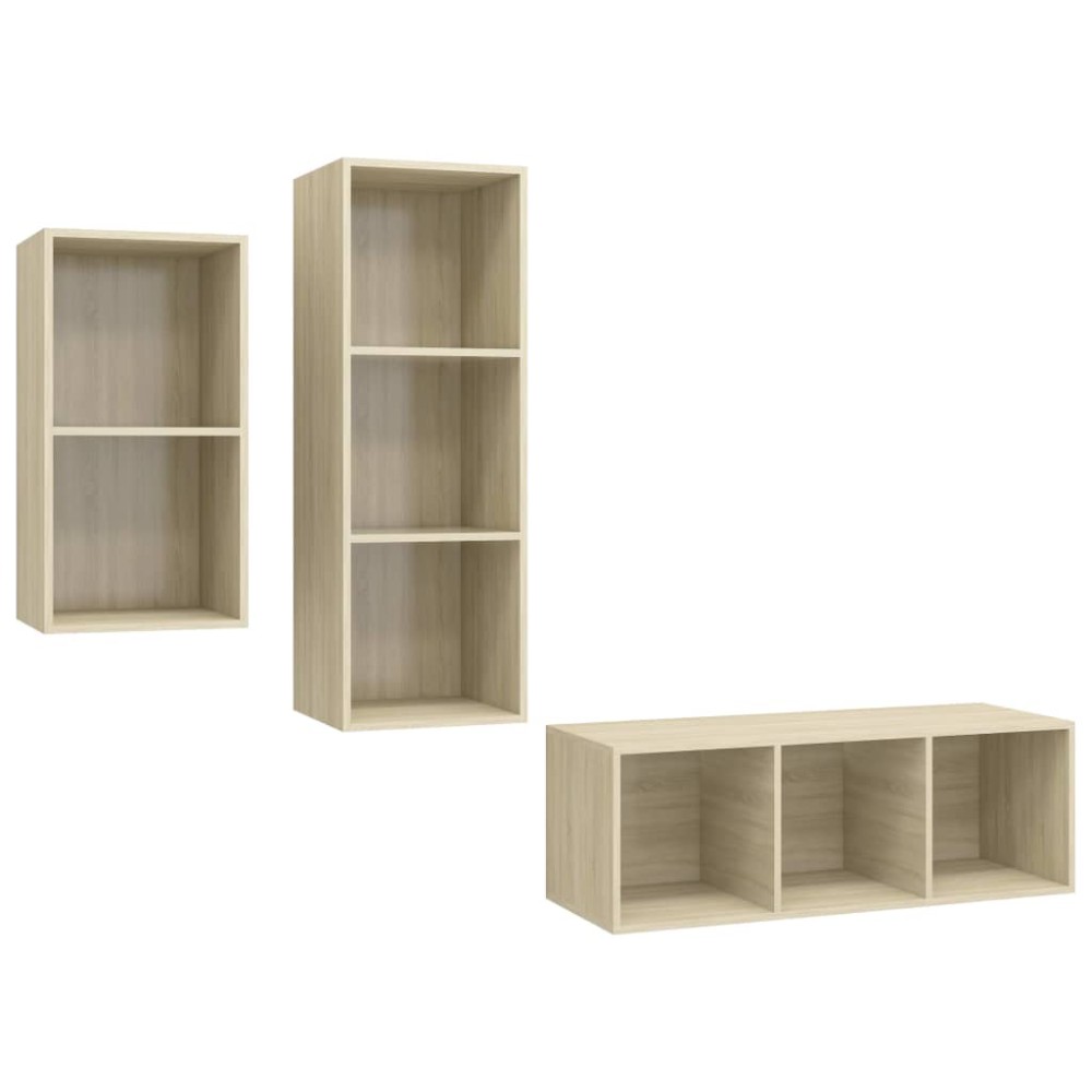 vidaXL Set de dulapuri TV, 3 piese, stejar Sonoma, lemn prelucrat