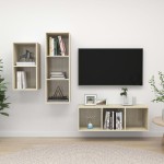 vidaXL Set de dulapuri TV, 3 piese, stejar Sonoma, lemn prelucrat vidaXL Set de dulapuri TV, 3 piese, stejar Sonoma, lemn prelucrat