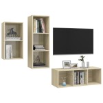 vidaXL Set de dulapuri TV, 3 piese, stejar Sonoma, lemn prelucrat vidaXL Set de dulapuri TV, 3 piese, stejar Sonoma, lemn prelucrat