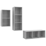 vidaXL Set de dulapuri TV, 3 piese, gri beton, lemn prelucrat vidaXL Set de dulapuri TV, 3 piese, gri beton, lemn prelucrat