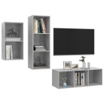 vidaXL Set de dulapuri TV, 3 piese, gri beton, lemn prelucrat vidaXL Set de dulapuri TV, 3 piese, gri beton, lemn prelucrat