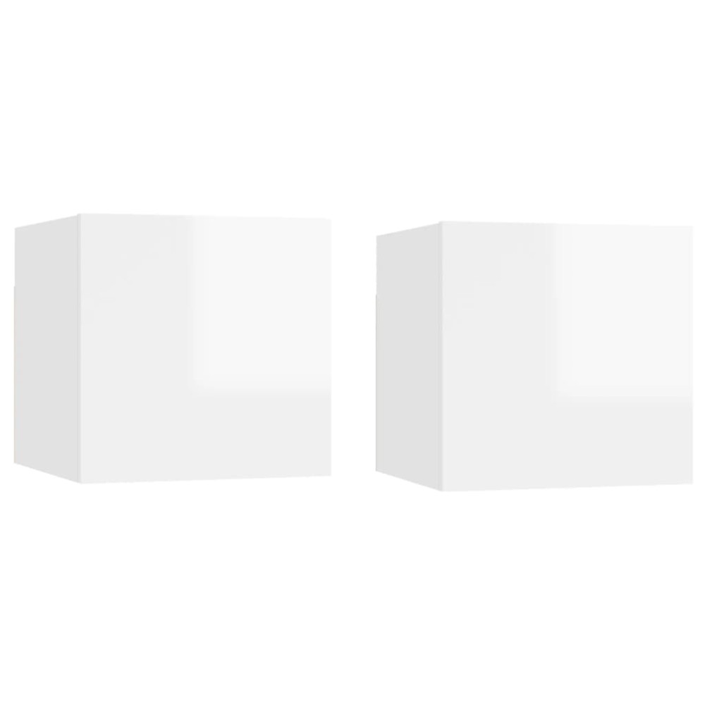 vidaXL Noptiere, 2 buc, alb extralucios, 30,5x30x30 cm, lemn prelucrat