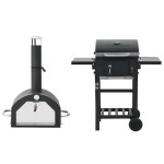 vidaXL Cuptor de pizza și grătar 3-în-1 de exterior, negru vidaXL Cuptor de pizza și grătar 3-în-1 de exterior, negru