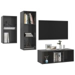 vidaXL Set de dulapuri TV, 3 piese, gri extralucios, lemn prelucrat vidaXL Set de dulapuri TV, 3 piese, gri extralucios, lemn prelucrat
