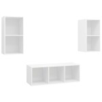 vidaXL Set de dulapuri TV, 3 piese, alb, lemn prelucrat vidaXL Set de dulapuri TV, 3 piese, alb, lemn prelucrat