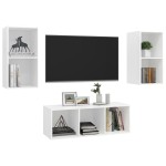 vidaXL Set de dulapuri TV, 3 piese, alb, lemn prelucrat vidaXL Set de dulapuri TV, 3 piese, alb, lemn prelucrat
