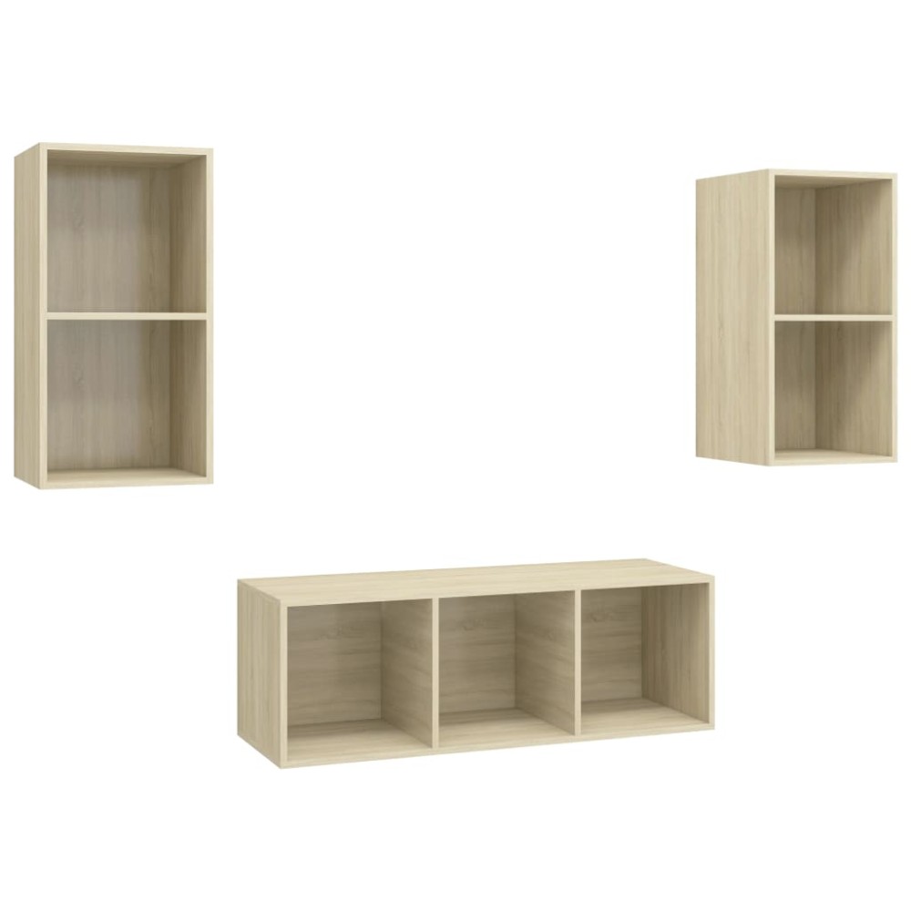 vidaXL Set de dulapuri TV, 3 piese, stejar Sonoma, lemn prelucrat