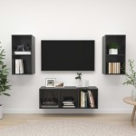 vidaXL Set dulap TV, 3 piese, gri extralucios, lemn prelucrat vidaXL Set dulap TV, 3 piese, gri extralucios, lemn prelucrat