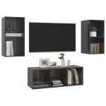 vidaXL Set dulap TV, 3 piese, gri extralucios, lemn prelucrat vidaXL Set dulap TV, 3 piese, gri extralucios, lemn prelucrat