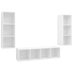 vidaXL Set de dulapuri TV, 3 piese, alb, lemn prelucrat vidaXL Set de dulapuri TV, 3 piese, alb, lemn prelucrat