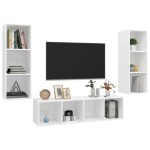 vidaXL Set de dulapuri TV, 3 piese, alb, lemn prelucrat vidaXL Set de dulapuri TV, 3 piese, alb, lemn prelucrat