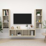 vidaXL Set de dulapuri TV, 3 piese, stejar sonoma, lemn prelucrat vidaXL Set de dulapuri TV, 3 piese, stejar sonoma, lemn prelucrat