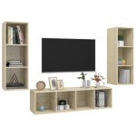 vidaXL Set de dulapuri TV, 3 piese, stejar sonoma, lemn prelucrat vidaXL Set de dulapuri TV, 3 piese, stejar sonoma, lemn prelucrat