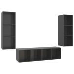 vidaXL Set dulap TV, 3 piese, gri extralucios, lemn prelucrat vidaXL Set dulap TV, 3 piese, gri extralucios, lemn prelucrat