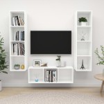 vidaXL Set de dulapuri TV, 3 piese, alb, lemn prelucrat vidaXL Set de dulapuri TV, 3 piese, alb, lemn prelucrat