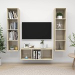vidaXL Set de dulapuri TV, 3 piese, stejar sonoma, lemn prelucrat vidaXL Set de dulapuri TV, 3 piese, stejar sonoma, lemn prelucrat
