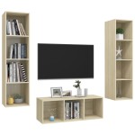 vidaXL Set de dulapuri TV, 3 piese, stejar sonoma, lemn prelucrat vidaXL Set de dulapuri TV, 3 piese, stejar sonoma, lemn prelucrat