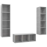 vidaXL Set de dulapuri TV, 3 piese, gri beton, lemn prelucrat vidaXL Set de dulapuri TV, 3 piese, gri beton, lemn prelucrat