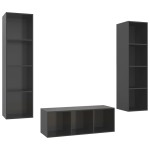 vidaXL Set de dulapuri TV, 3 piese, gri extralucios, lemn prelucrat vidaXL Set de dulapuri TV, 3 piese, gri extralucios, lemn prelucrat