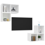 vidaXL Set de dulapuri TV, 4 piese, alb, lemn prelucrat vidaXL Set de dulapuri TV, 4 piese, alb, lemn prelucrat