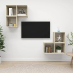 vidaXL Set de dulapuri TV, 4 piese, stejar sonoma, lemn prelucrat vidaXL Set de dulapuri TV, 4 piese, stejar sonoma, lemn prelucrat