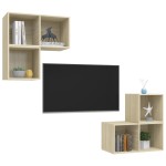 vidaXL Set de dulapuri TV, 4 piese, stejar sonoma, lemn prelucrat vidaXL Set de dulapuri TV, 4 piese, stejar sonoma, lemn prelucrat