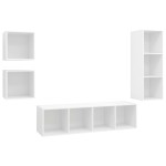 vidaXL Set de dulapuri TV, 4 piese, alb, lemn prelucrat vidaXL Set de dulapuri TV, 4 piese, alb, lemn prelucrat
