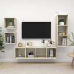 vidaXL Set de dulapuri TV, 4 piese, stejar sonoma, lemn prelucrat vidaXL Set de dulapuri TV, 4 piese, stejar sonoma, lemn prelucrat