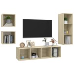 vidaXL Set de dulapuri TV, 4 piese, stejar sonoma, lemn prelucrat vidaXL Set de dulapuri TV, 4 piese, stejar sonoma, lemn prelucrat