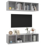 vidaXL Dulapuri TV montate pe perete, 2 buc, gri beton, lemn prelucrat