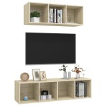vidaXL Set de dulapuri TV, 2 piese, stejar sonoma, lemn prelucrat