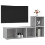 vidaXL Set de dulapuri TV, 2 piese, gri beton, lemn prelucrat