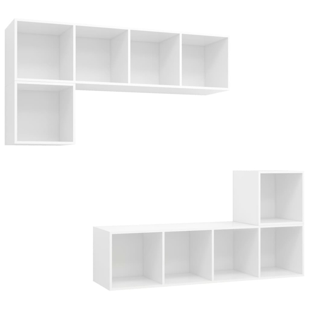 vidaXL Set de dulapuri TV, 4 piese, alb, lemn prelucrat