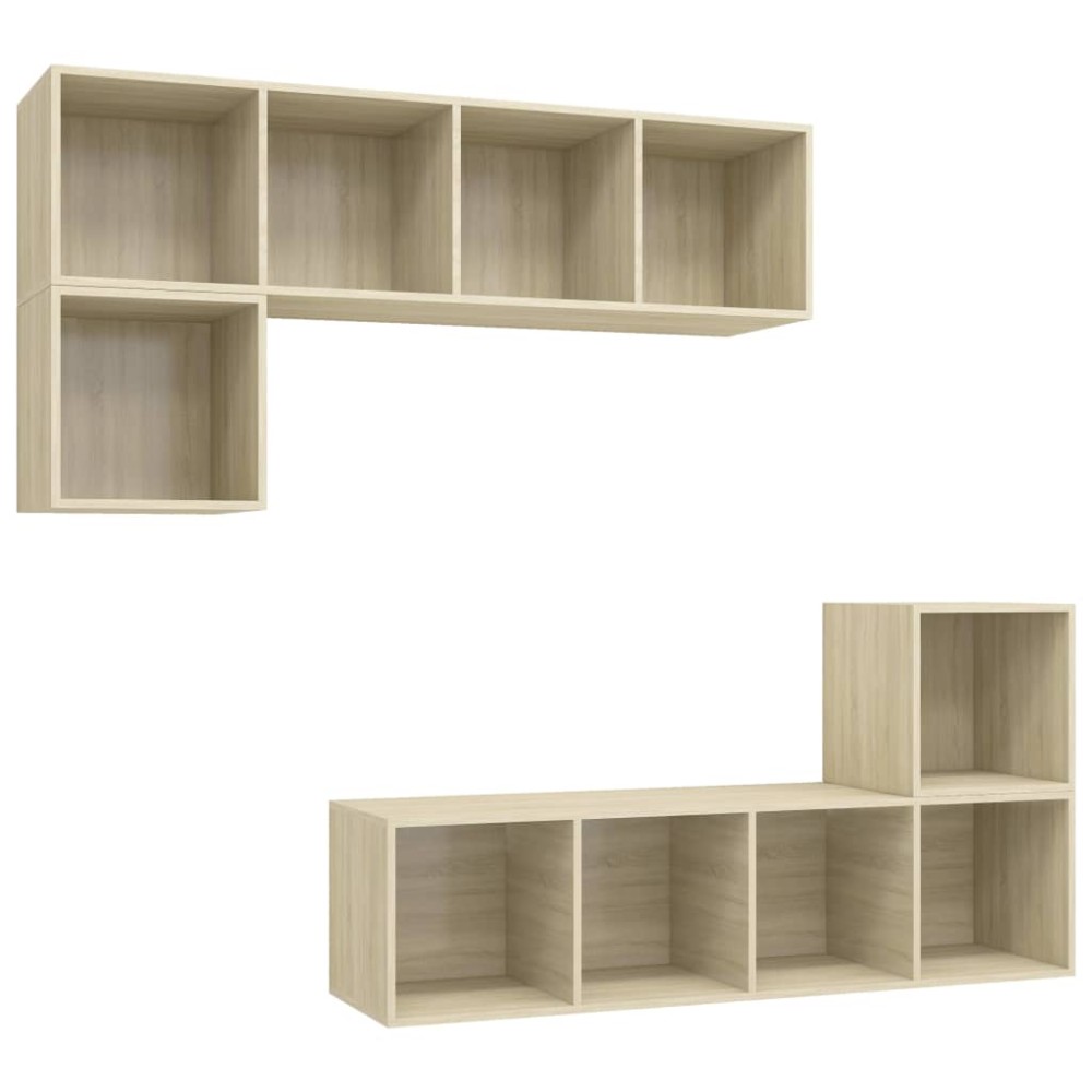 vidaXL Set de dulapuri TV, 4 piese, stejar sonoma, lemn prelucrat