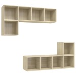 vidaXL Set de dulapuri TV, 4 piese, stejar sonoma, lemn prelucrat vidaXL Set de dulapuri TV, 4 piese, stejar sonoma, lemn prelucrat