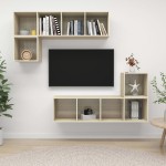 vidaXL Set de dulapuri TV, 4 piese, stejar sonoma, lemn prelucrat vidaXL Set de dulapuri TV, 4 piese, stejar sonoma, lemn prelucrat