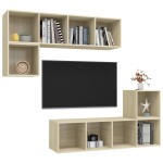 vidaXL Set de dulapuri TV, 4 piese, stejar sonoma, lemn prelucrat vidaXL Set de dulapuri TV, 4 piese, stejar sonoma, lemn prelucrat