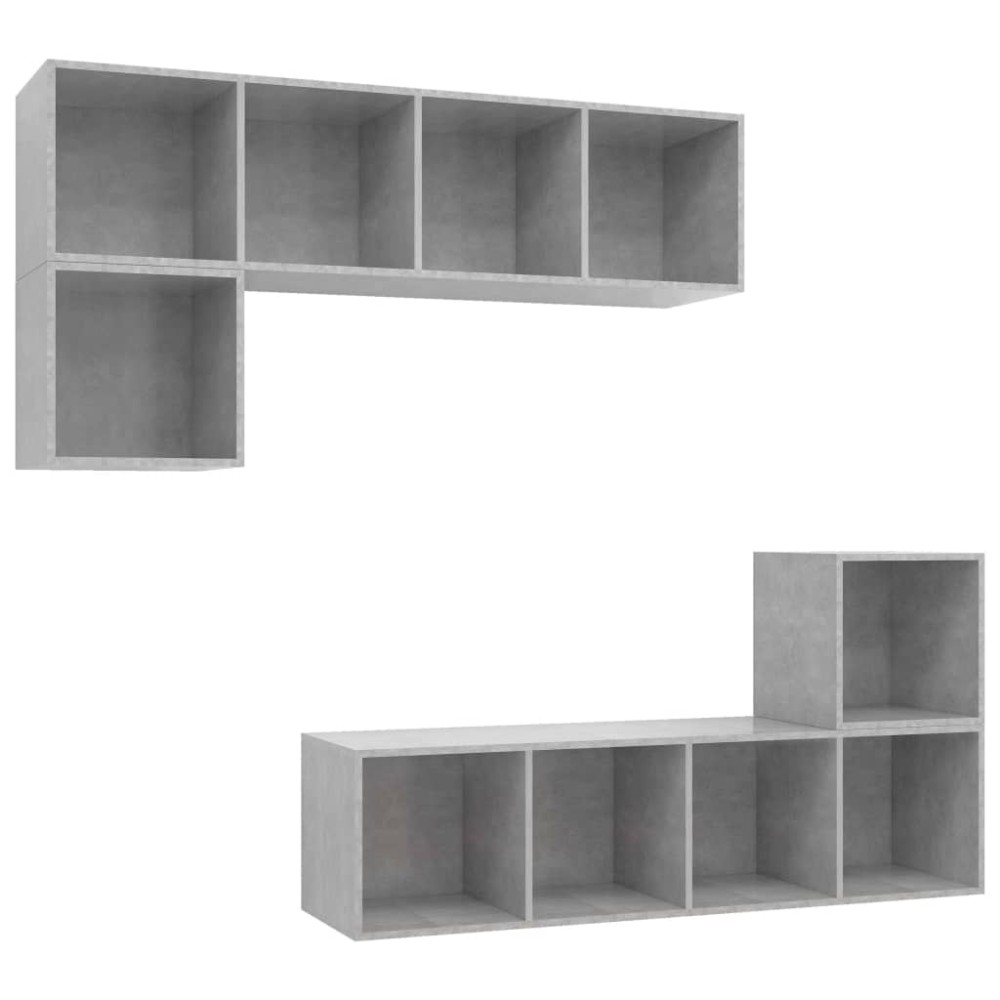 vidaXL Set de dulapuri TV, 4 piese, gri beton, lemn prelucrat