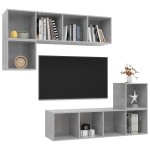 vidaXL Set de dulapuri TV, 4 piese, gri beton, lemn prelucrat vidaXL Set de dulapuri TV, 4 piese, gri beton, lemn prelucrat