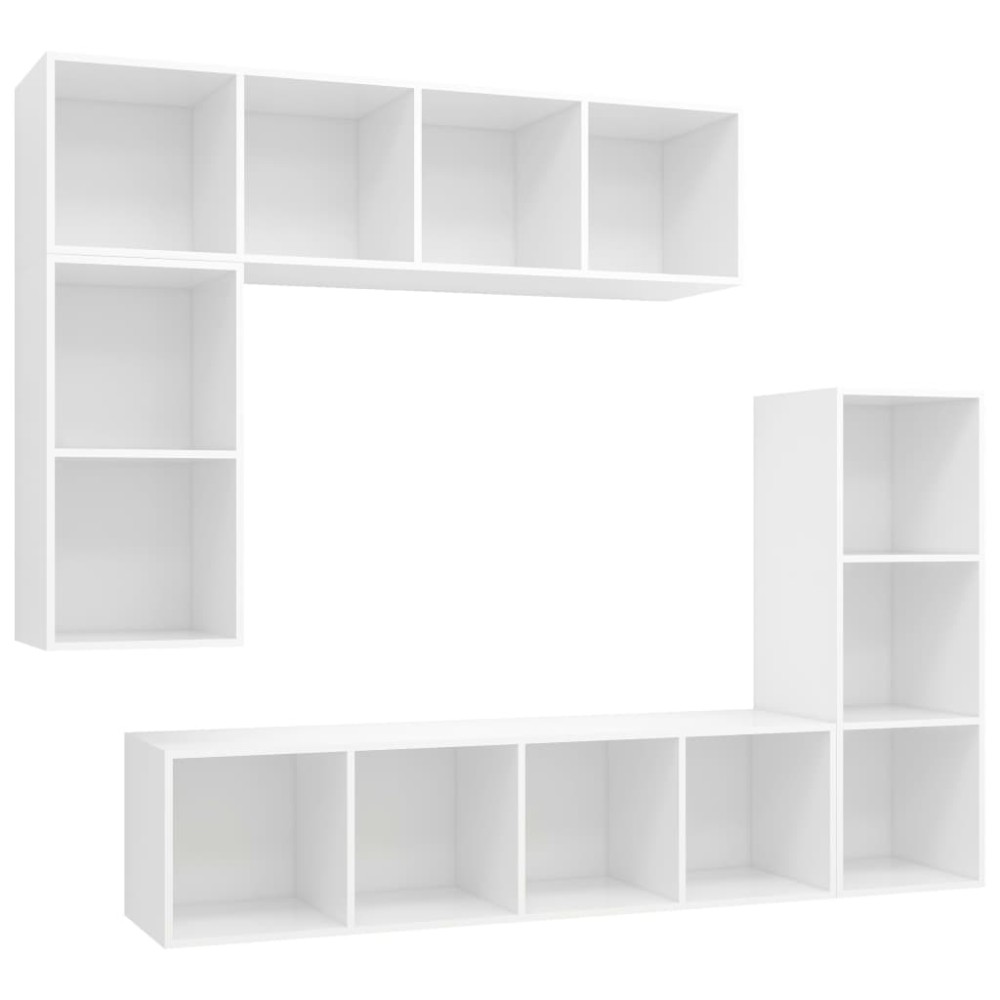 vidaXL Set dulap TV, 4 piese, alb, lemn prelucrat