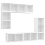 vidaXL Set dulap TV, 4 piese, alb, lemn prelucrat vidaXL Set dulap TV, 4 piese, alb, lemn prelucrat