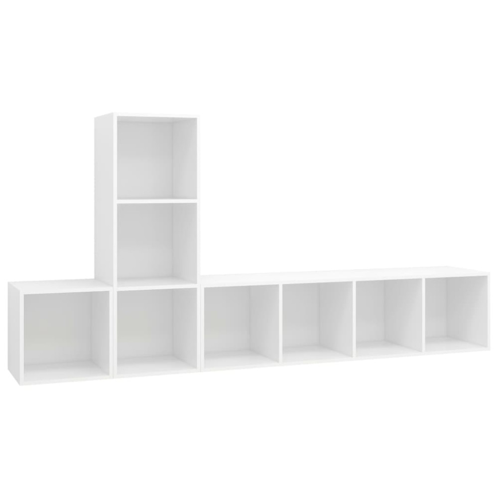 vidaXL Set de dulapuri TV, 3 piese, alb, lemn prelucrat