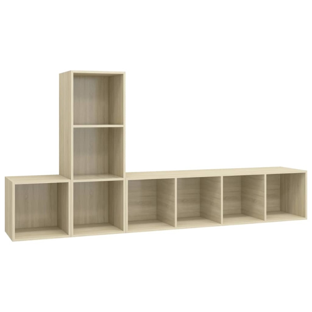 vidaXL Set de dulapuri TV, 3 piese, stejar sonoma, lemn prelucrat