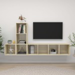 vidaXL Set de dulapuri TV, 3 piese, stejar sonoma, lemn prelucrat vidaXL Set de dulapuri TV, 3 piese, stejar sonoma, lemn prelucrat