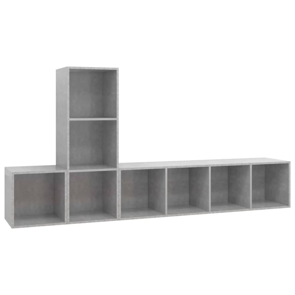 vidaXL Set de dulapuri TV, 3 piese, gri beton, lemn prelucrat