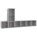 vidaXL Set de dulapuri TV, 3 piese, gri beton, lemn prelucrat vidaXL Set de dulapuri TV, 3 piese, gri beton, lemn prelucrat