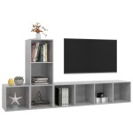 vidaXL Set de dulapuri TV, 3 piese, gri beton, lemn prelucrat vidaXL Set de dulapuri TV, 3 piese, gri beton, lemn prelucrat