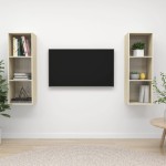 vidaXL Dulapuri TV suspendate, 2 buc, stejar sonoma, lemn prelucrat